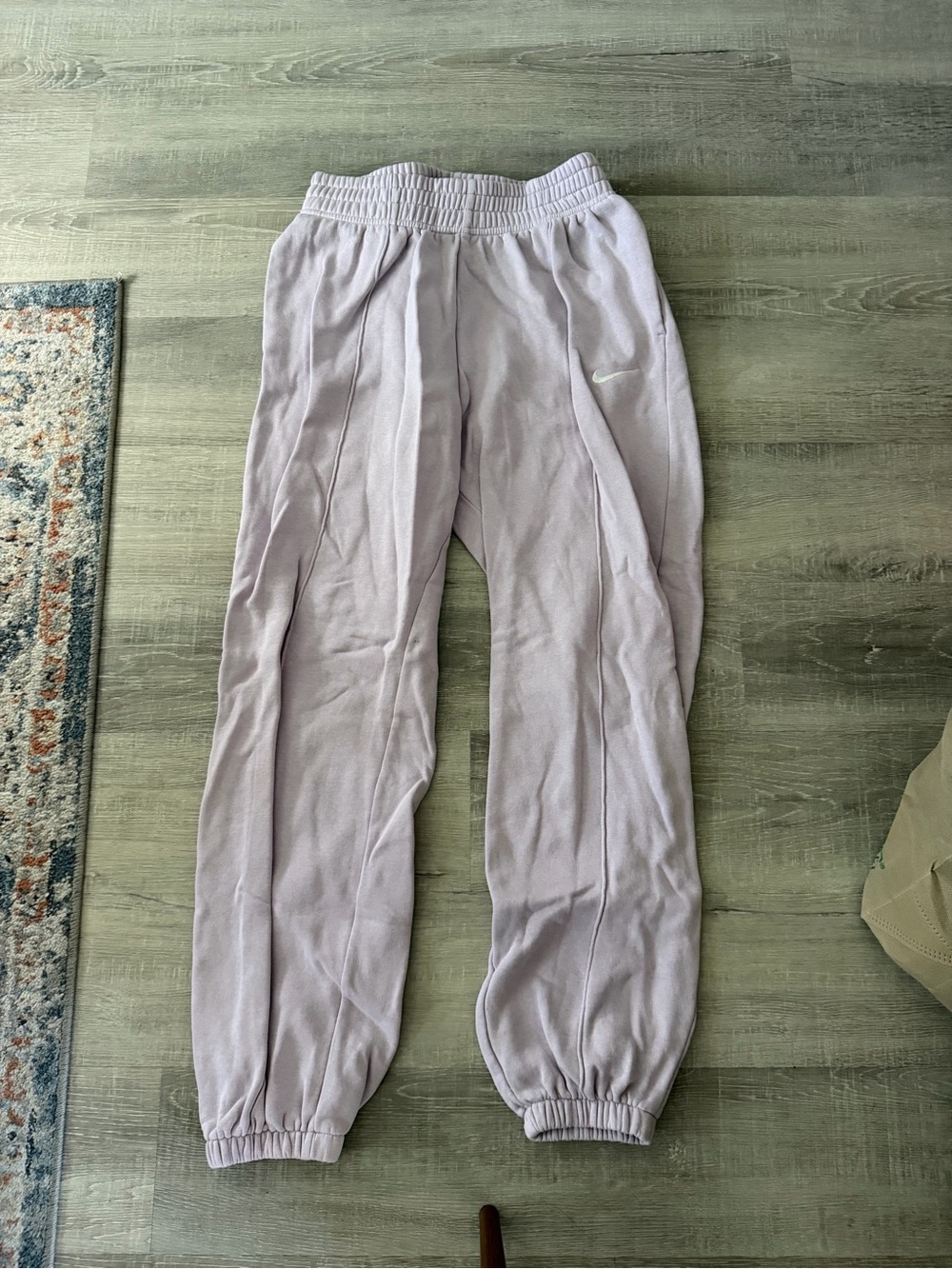 Nike Lilac Fleece Joggers with White Swoosh